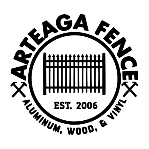 Arteaga Fence logo. Text reads: Aluminum, wood, & vinyl. EST. 2006.